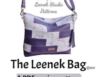 Slouchy bag pattern, PDF sewing pattern, shoulder bag pattern, crossbody bag DIY, the Leenek Bag
