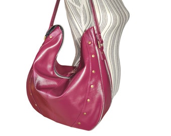 Slouchy Faux Leather Dark Red Karola shoulder bag