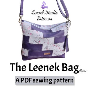 Slouchy bag pattern, PDF sewing pattern, shoulder bag pattern, crossbody bag DIY, the Leenek Bag