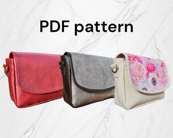 Crossbody SEWING PATTERN with VIDEO tutorial, Diana Crossbody, Shoulder Bag Tutorial, pdf Instant Download, Full Pattern Pieces