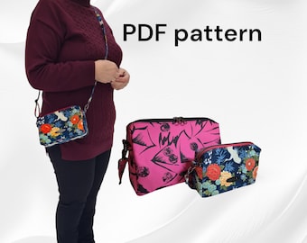 Shoulder Bag SEWING PATTERN, The Caroline Purse Tutorial, 2 sizes, 2 finishing methods, PDF Instant Download, Full Pattern Pieces