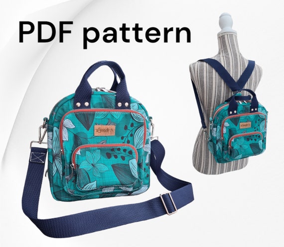 Convertible Bag SEWING PATTERN, Annika Shoulder Bag Backpack Tutorial with Video, PDF Instant Download, Unisex Pattern, Full Pattern Pieces