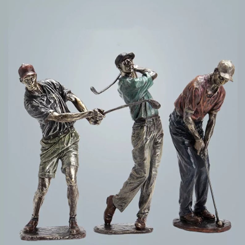 Retro Golf Statue Resin Golfer Figurines Home Office Living | Etsy