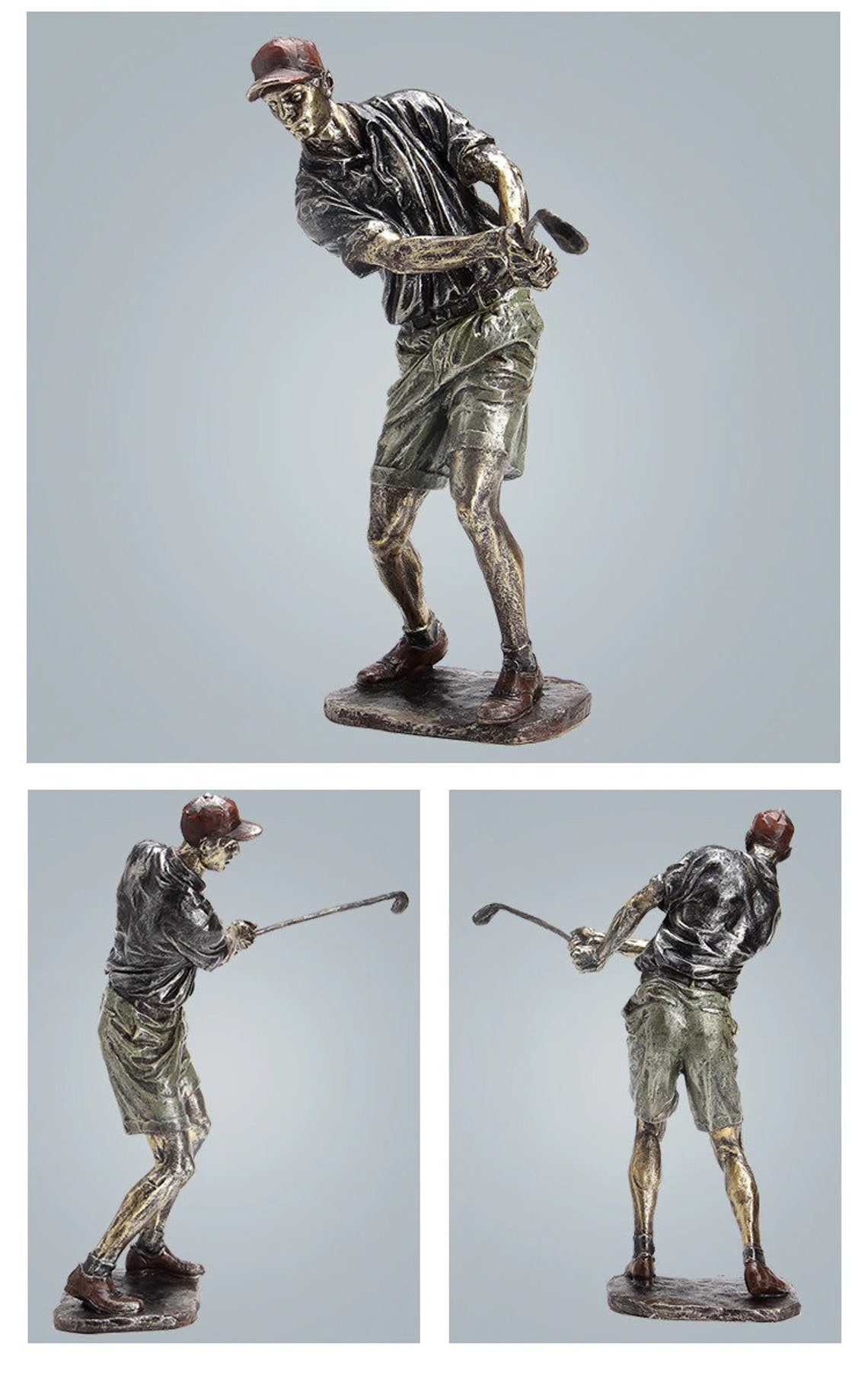 Retro Golf Statue Resin Golfer Figurines Home Office Living Etsy