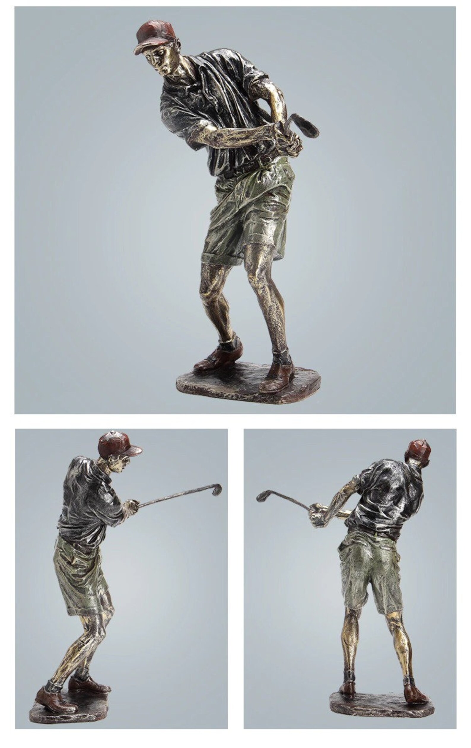 Retro Golf Statue Resin Golfer Figurines Home Office Living Etsy