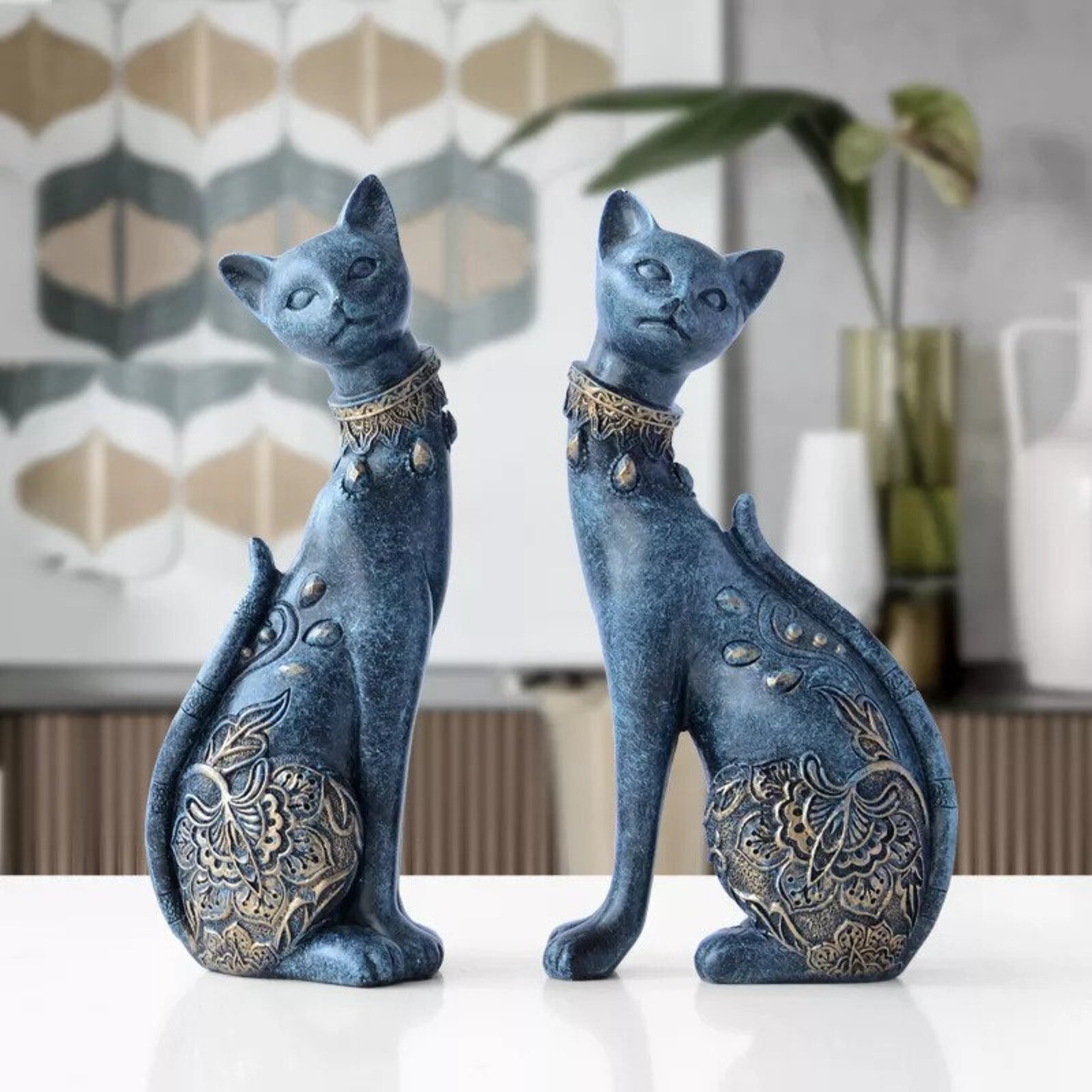 Figurine Decorative Resin Cat Statue For Home Decorations Etsy
