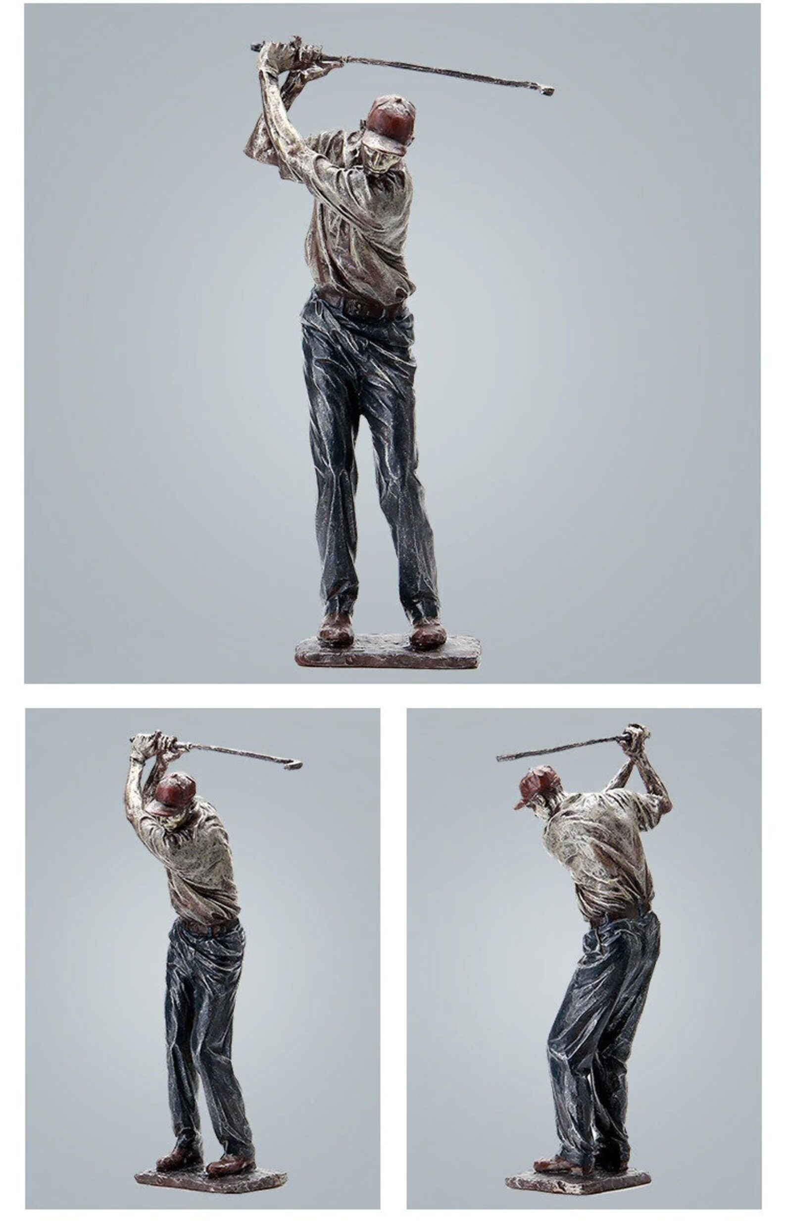 Retro Golf Statue Resin Golfer Figurines Home Office Living Etsy