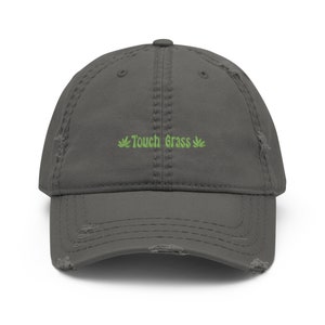 Touch Grass Embroidered Distressed Dad Hat