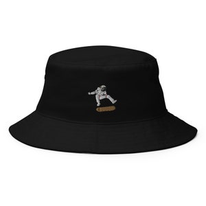 Astronaut Skateboarder Embroidered Bucket Hat