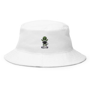 Outer Space Friends Alien with Astronaut Embroidered Bucket Hat