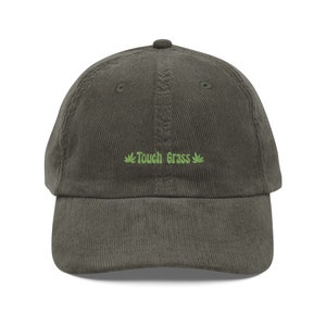 Touch Grass Embroidered Vintage corduroy cap