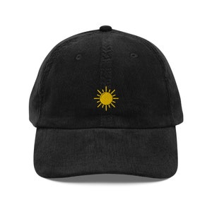 Simple Sun Embroidered Vintage corduroy cap