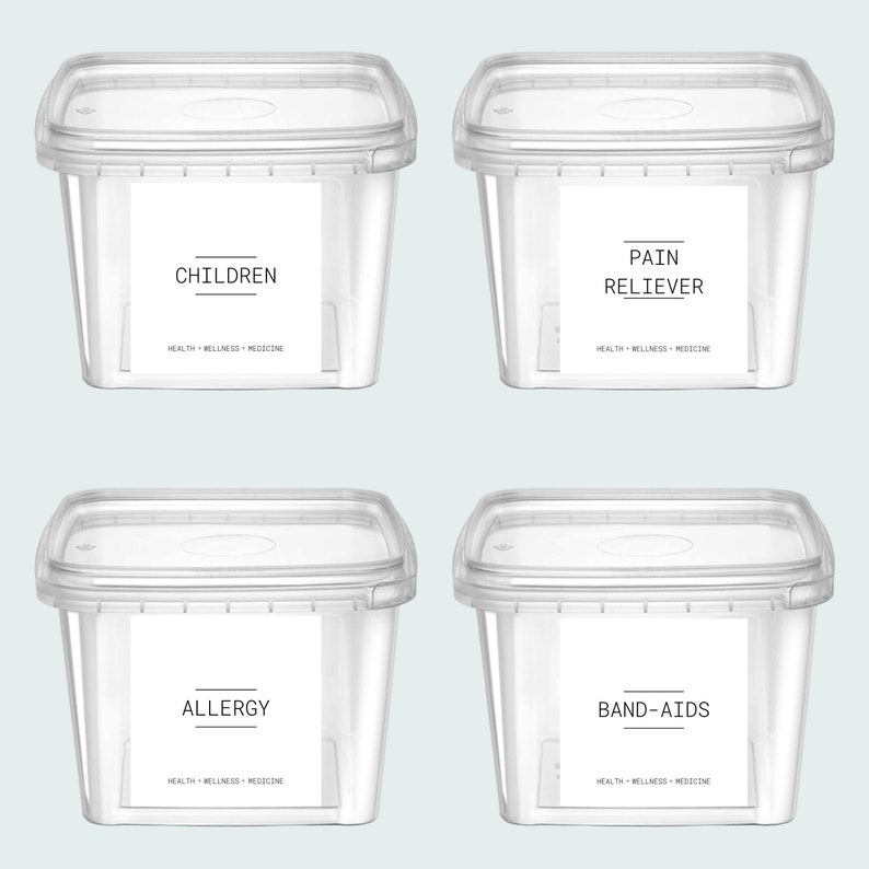 Medicine Cabinet Labels | Medicine Organization Labels | First Aid Box Decals | Home and Bathroom Organization | Minimalist Modern Design 