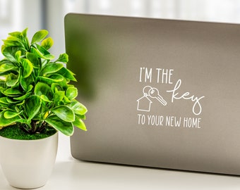 Sticker agent immobilier : Sticker en vinyle pour voiture/ordinateur portable « I'm the key to your new home »