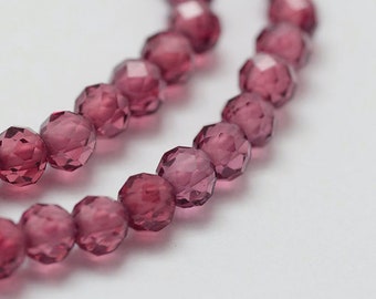 Rhodolite Garnet Natural Garnet Round Faceted 5 strands 3mm Granet Beads Faceted Round