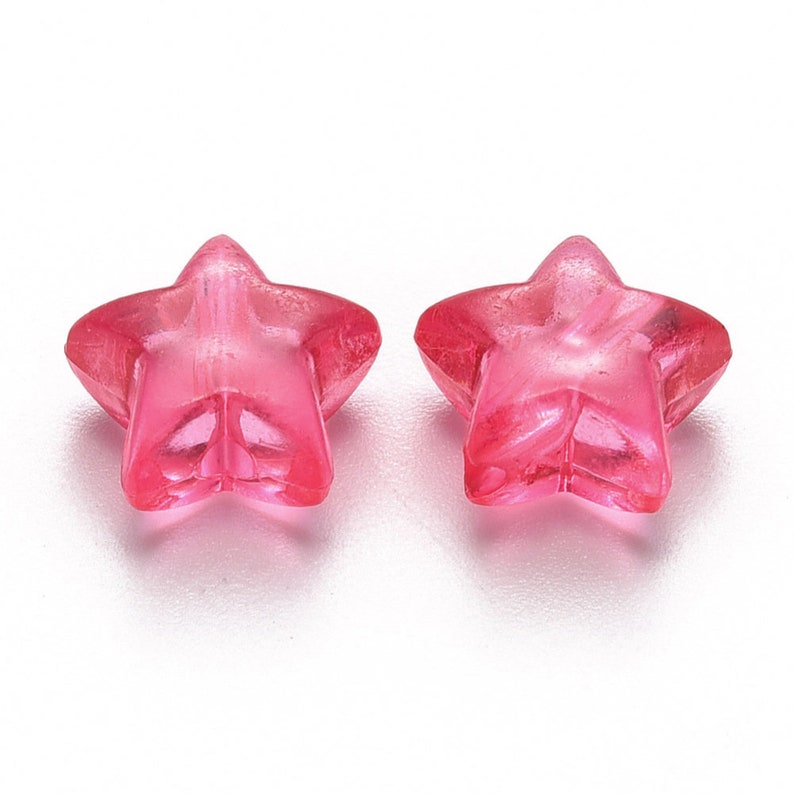 100 x coloured transparent plastic acrylic stars green pink red blue orange purple drilled yellow approximately 10.5mm x 11mm x 6mm