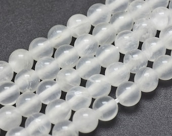 Selenite beads, 4 sizes 6mm 8mm 10mm 12mm, round, natural, undyed, grade A, hole approximately 1mm