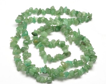 Strand 230 green aventurine chip beads, 5~8x5~8mm, drilled with 1mm hole (approx), strand approximately 31.5 inches