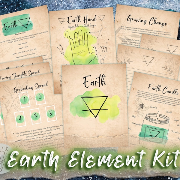 Earth Element Magic Book of Shadows, printable grimoire pages. BOS pages, download print and add to your grimoire.