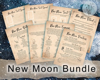 New Moon Magic Book of Shadows Bundle, printable grimoire pages. BOS pages, download print and add to your grimoire.