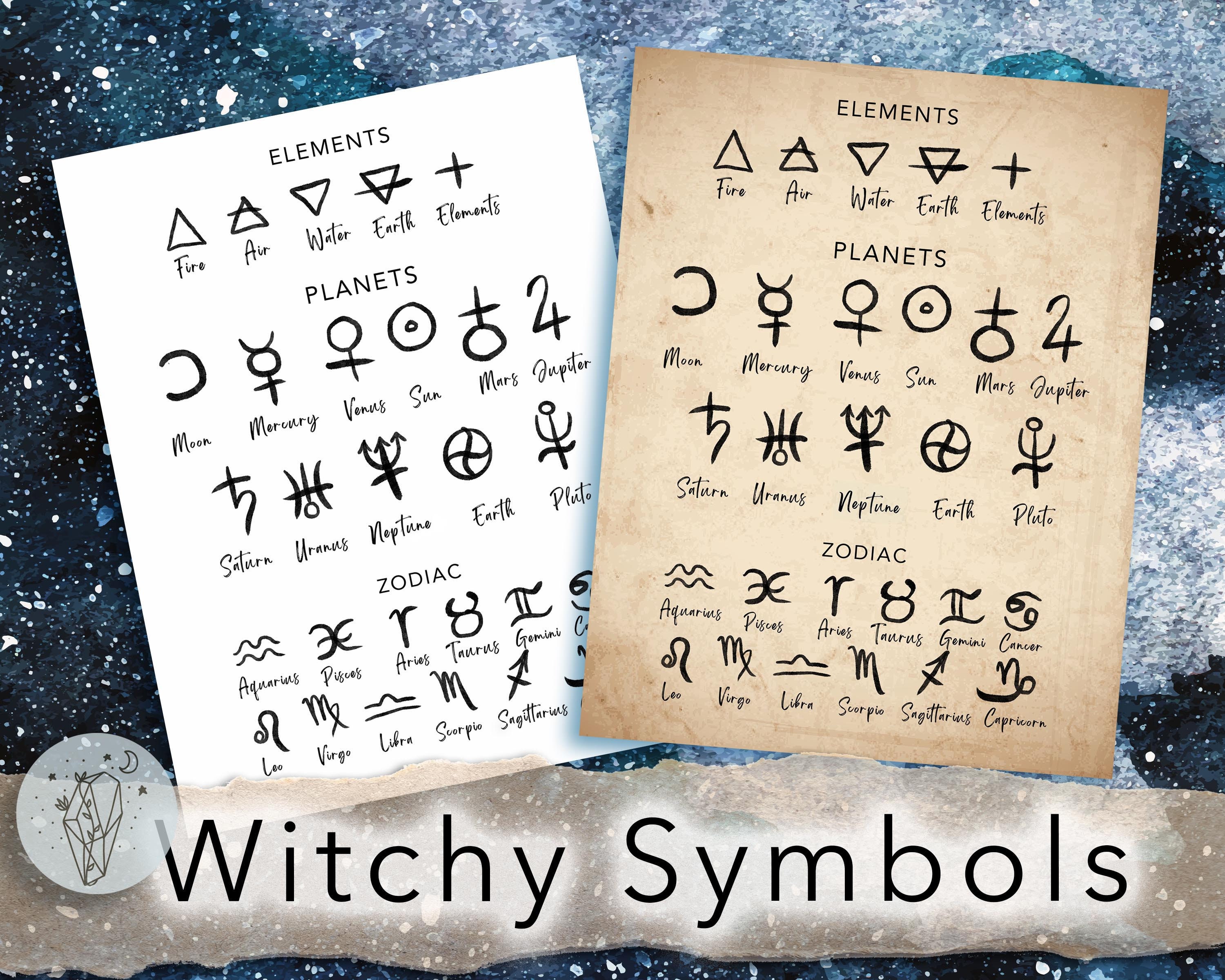 Book of Shadows Printable Common symbols grimoire pages. BOS Etsy