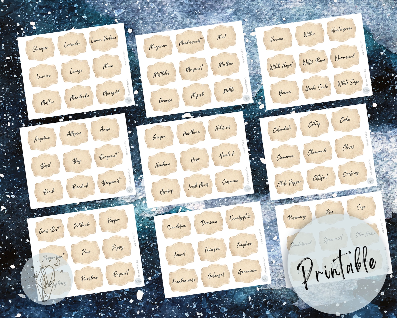 Witch Herb Labels Apothecary Label Printable Vintage Style | Etsy