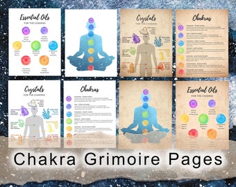 Book of Shadows, Chakra grimoire printable pages. BOS pages, download print and add to your grimoire.