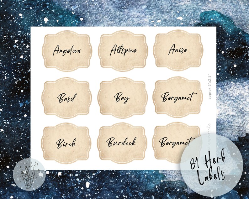 Witch Herb Labels Apothecary Label Printable Vintage Style - Etsy