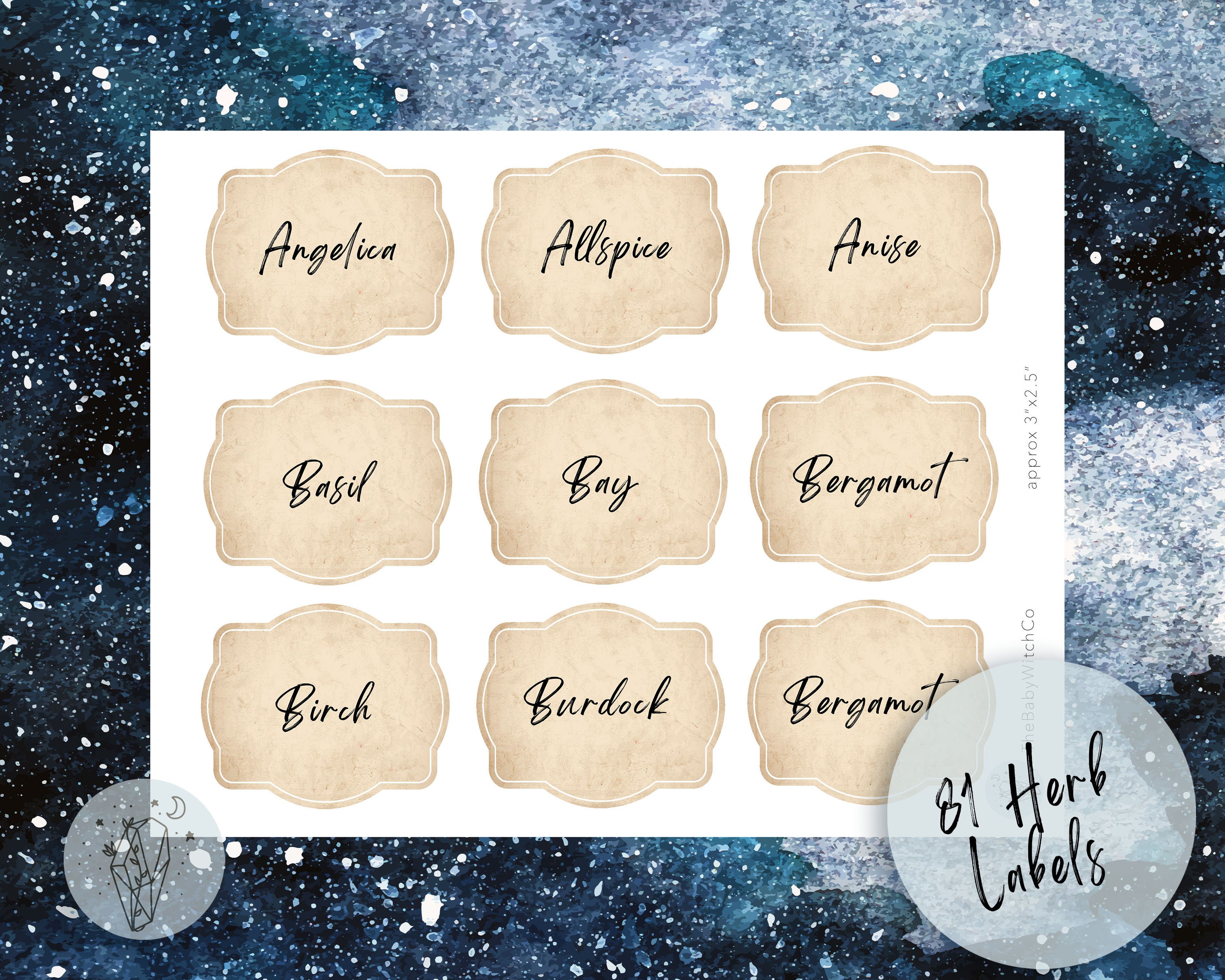 Witch Herb Labels Apothecary Label Printable Vintage Style | Etsy