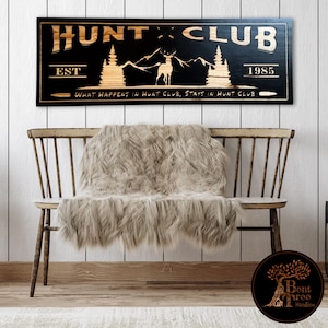 Personalized Gift for Hunter, Hunting Lodge Art, Hunters Club Wall Decor, Hunting Club Sign, Wood Home Decor, Hunting Dad Gift, Cabin Decor