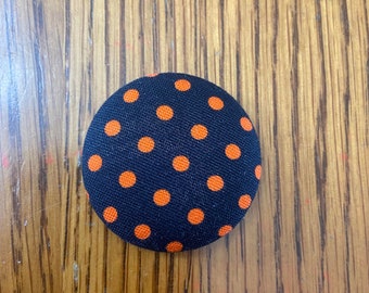 Black and Orange Polka Dot Halloween Interchangeable Badge Topper