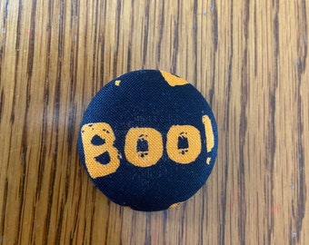 Black and Orange BOO Halloween Interchangeable Badge Topper