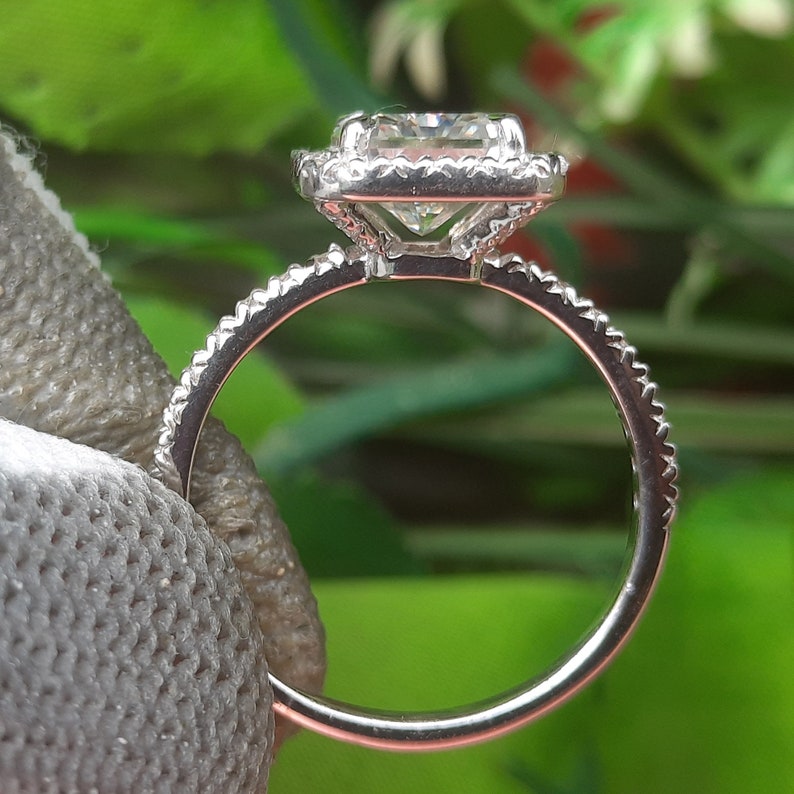 Forever Moissanite 3.50 TCW Ice Crushed Radiant Cut Halo Engagement /& Wedding Ring In 14k White Gold Finish Womens Ring