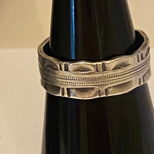 Lovely Vintage J. D. Schlang Co Sterling Silver Signed Band Ring, 6mm wide, size 6.75, 3.48g, Beautiful Antique Band, FREE SHIPPING