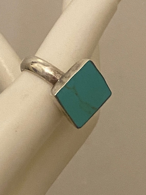 Stunning Estate Sterling Silver Square Turquoise … - image 7