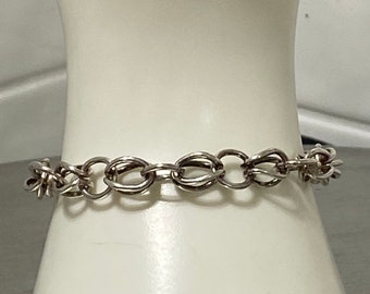 Vintage Estate Sterling Silver Chain Link Bracelet With T