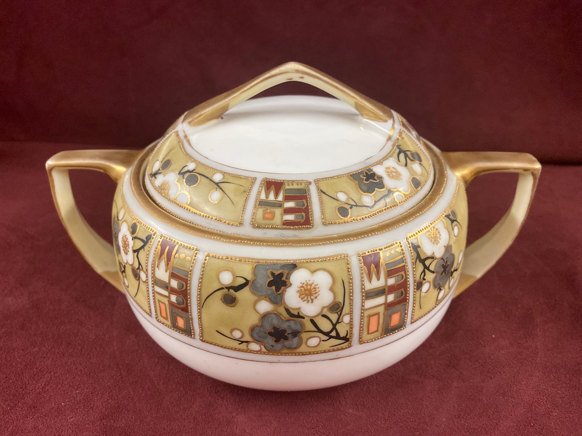 Vintage Hand Painted Nippon 2 Handled Covered Bowl opening Etsy
