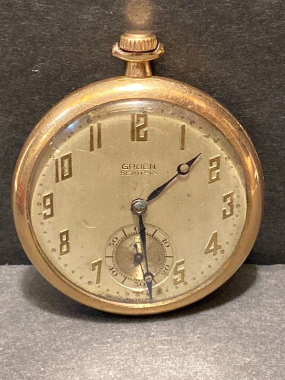 Vintage Gruen Semi-Thin Gold Pocket Watch, Switzer