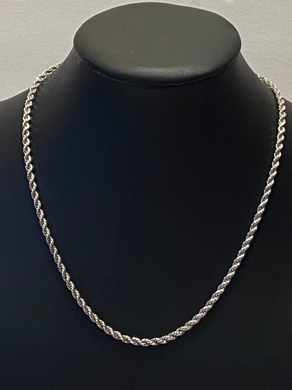 Vintage Sterling Silver Rope Chain Necklace, 16” L