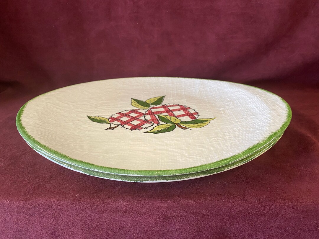 Vintage Blue Ridge Southern Potteries Apple Tartan Serving Platters ...