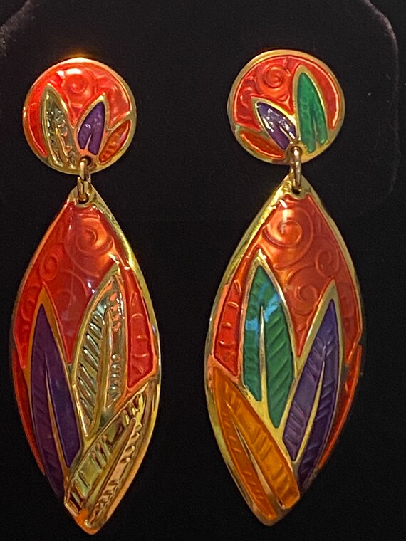 Vintage Edgar Berebi Dangle Earrings, Leafy and C… - image 6
