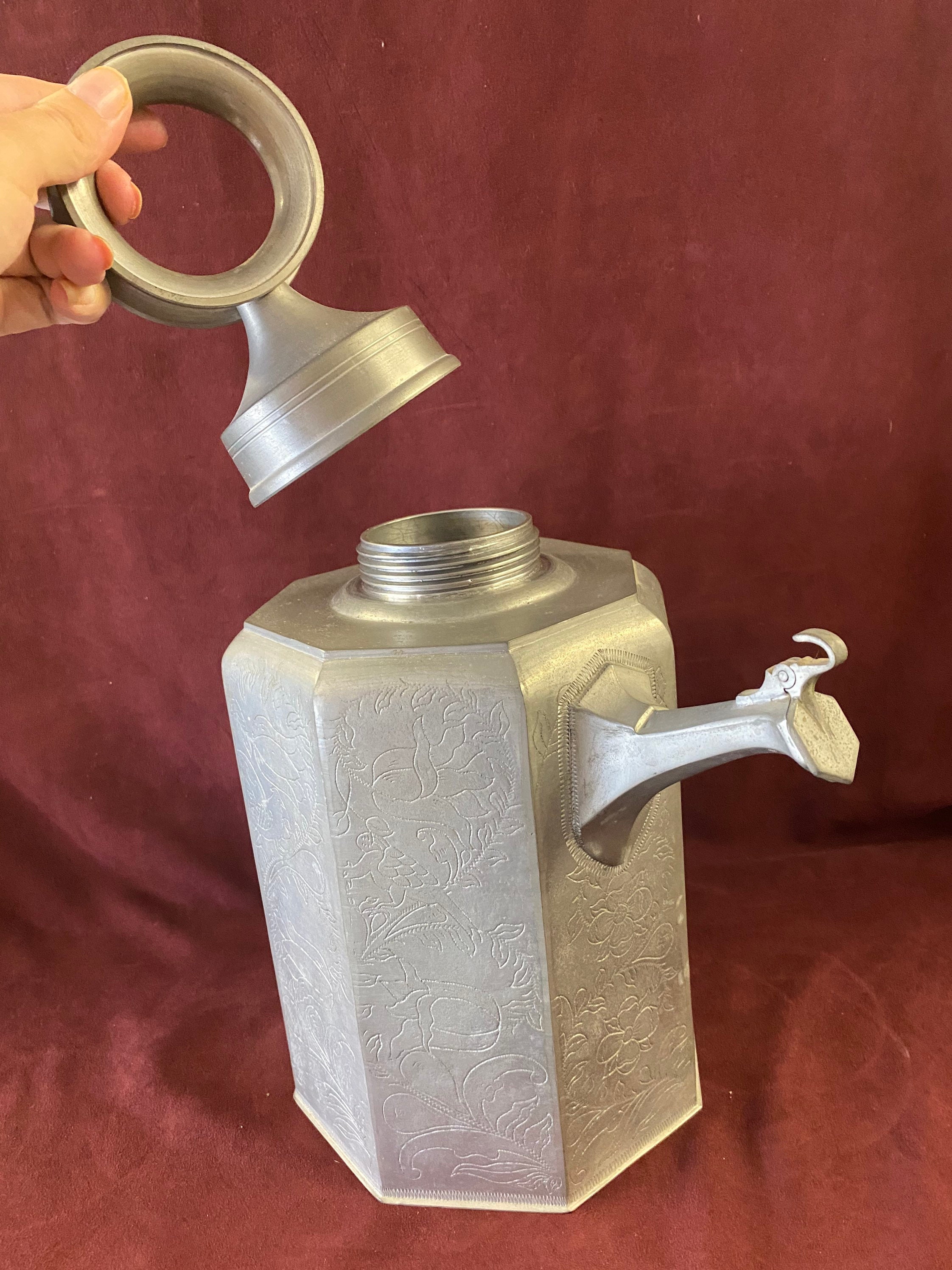 Vintage Pewter Octagonal Prisemkann Wine Cooler Decanter Etsy