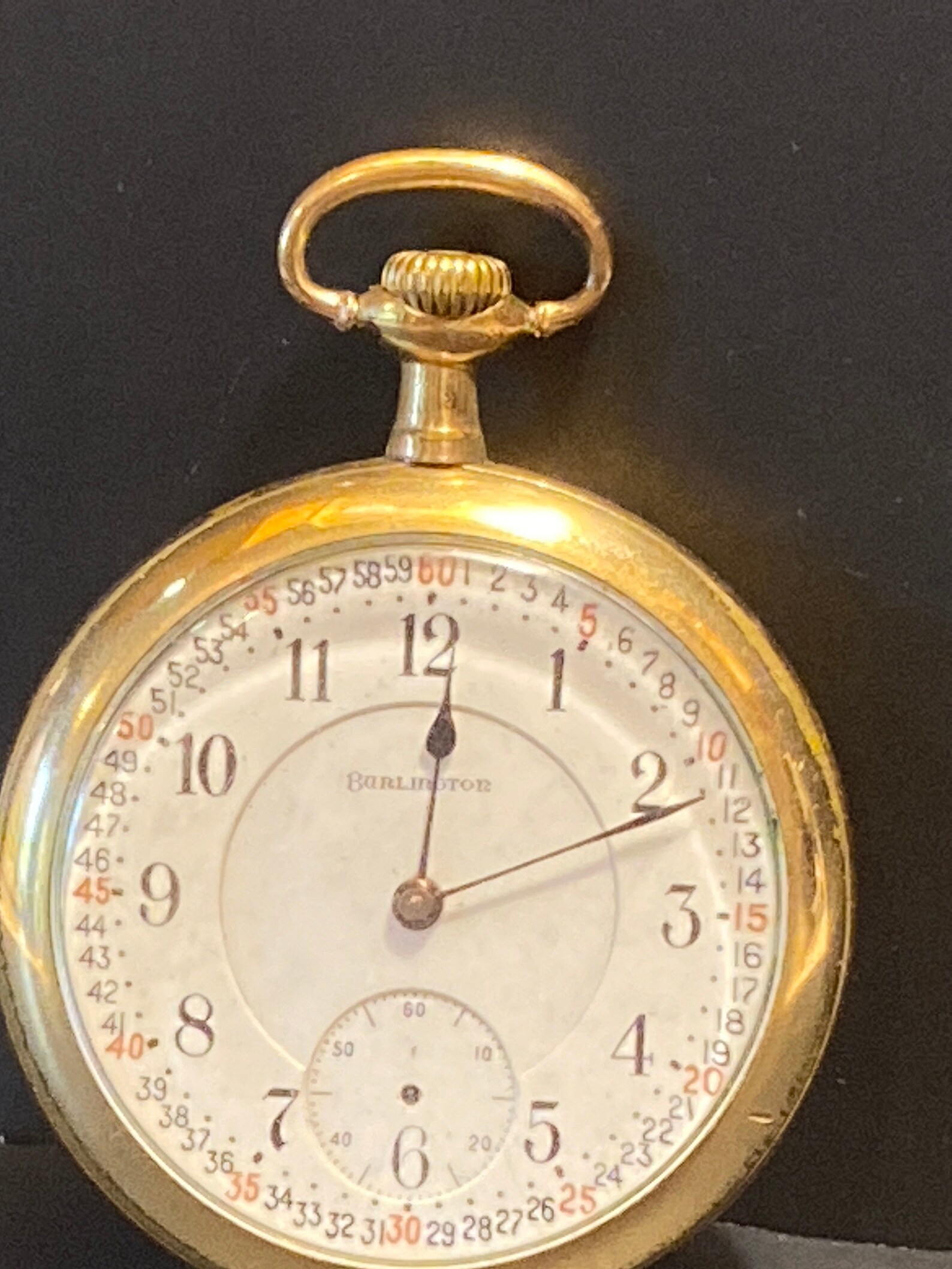 Vintage Burlington Watch Co Gold Pocket Watch Double Roller Etsy
