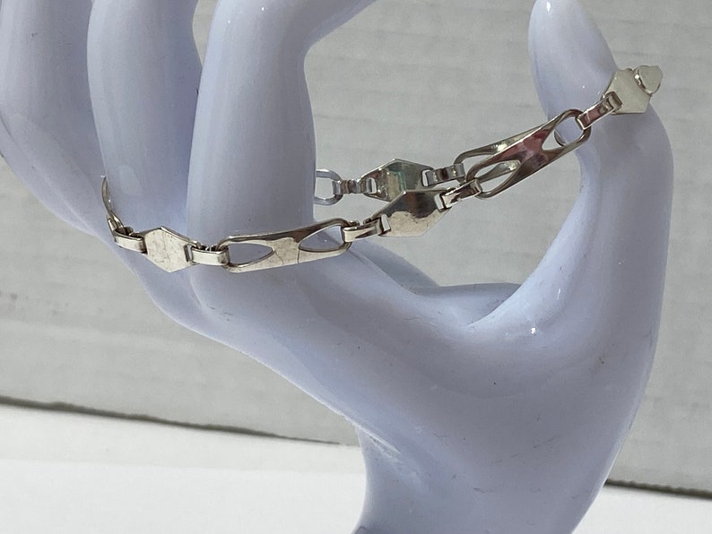 Extraordinary Vintage Estate Sterling Silver Designer Signed IBB Chain Link Bracelet, 7-1/2 long, approx. 5mm to 7mm Wide, FREE SHIP image 6