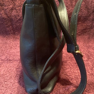 Vintage Paloma Picasso Black Leather Handbag, Leather Shoulder Bag, Crossbody purse, Adjustable, 11-1/2 wide, 8-1/2 tall, and 2-1/2 deep image 4