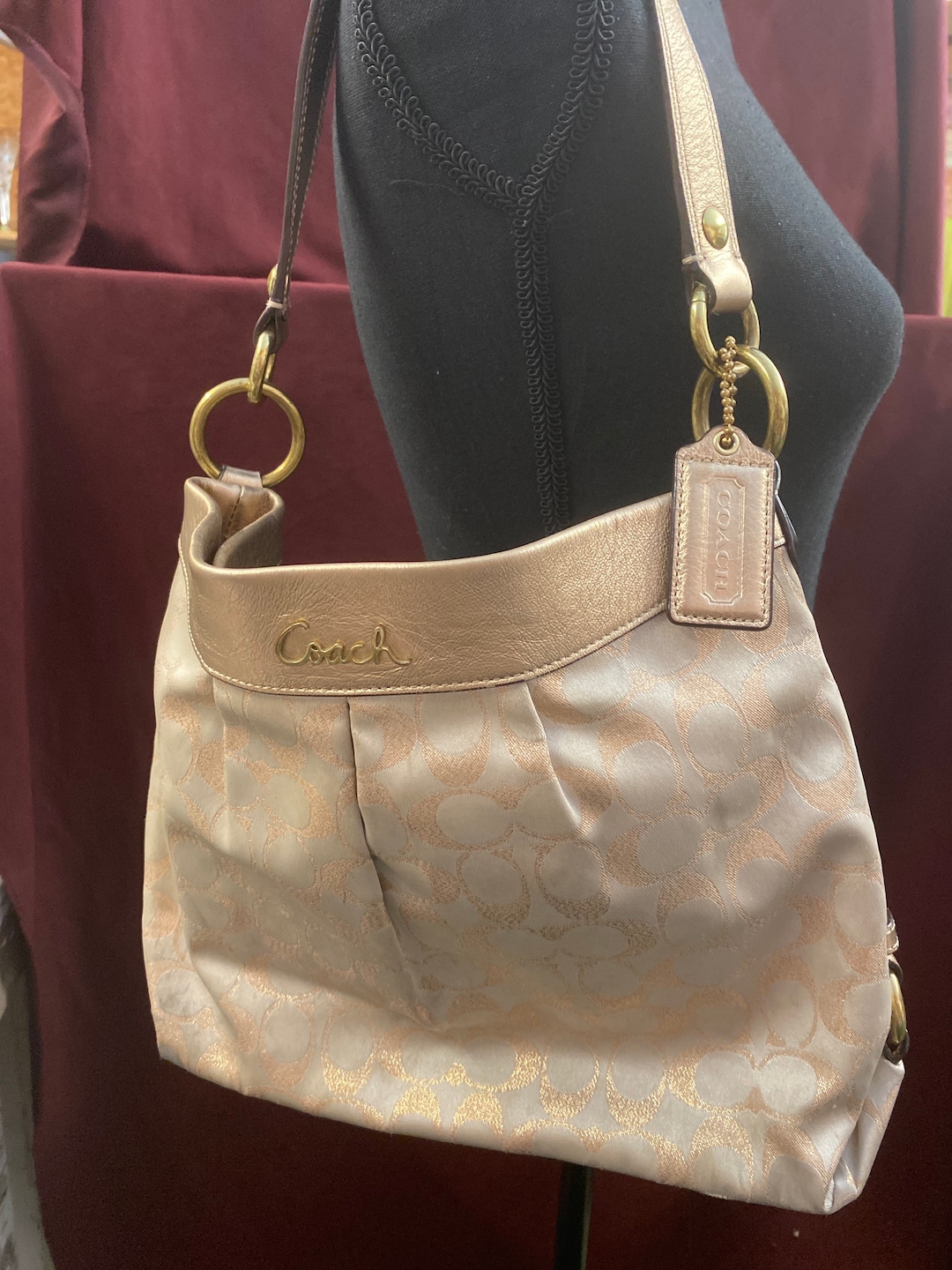 Vintage Coach Handbag: Large Gold Trim Purse #F16502 - Etsy