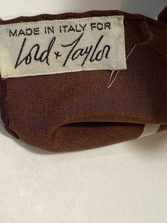 Vintage Tullo Silk Headscarf: Brown Abstract Prin… - image 7