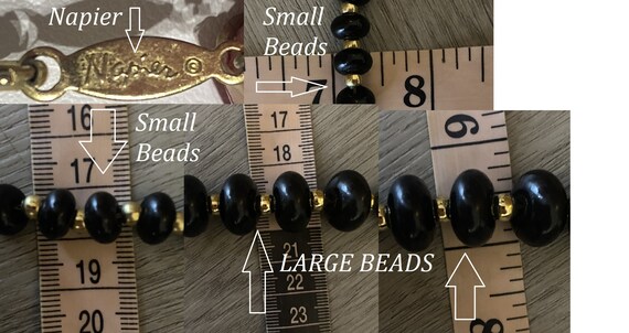 Vintage Estate Napier Gold Tone with Black Beads … - image 10