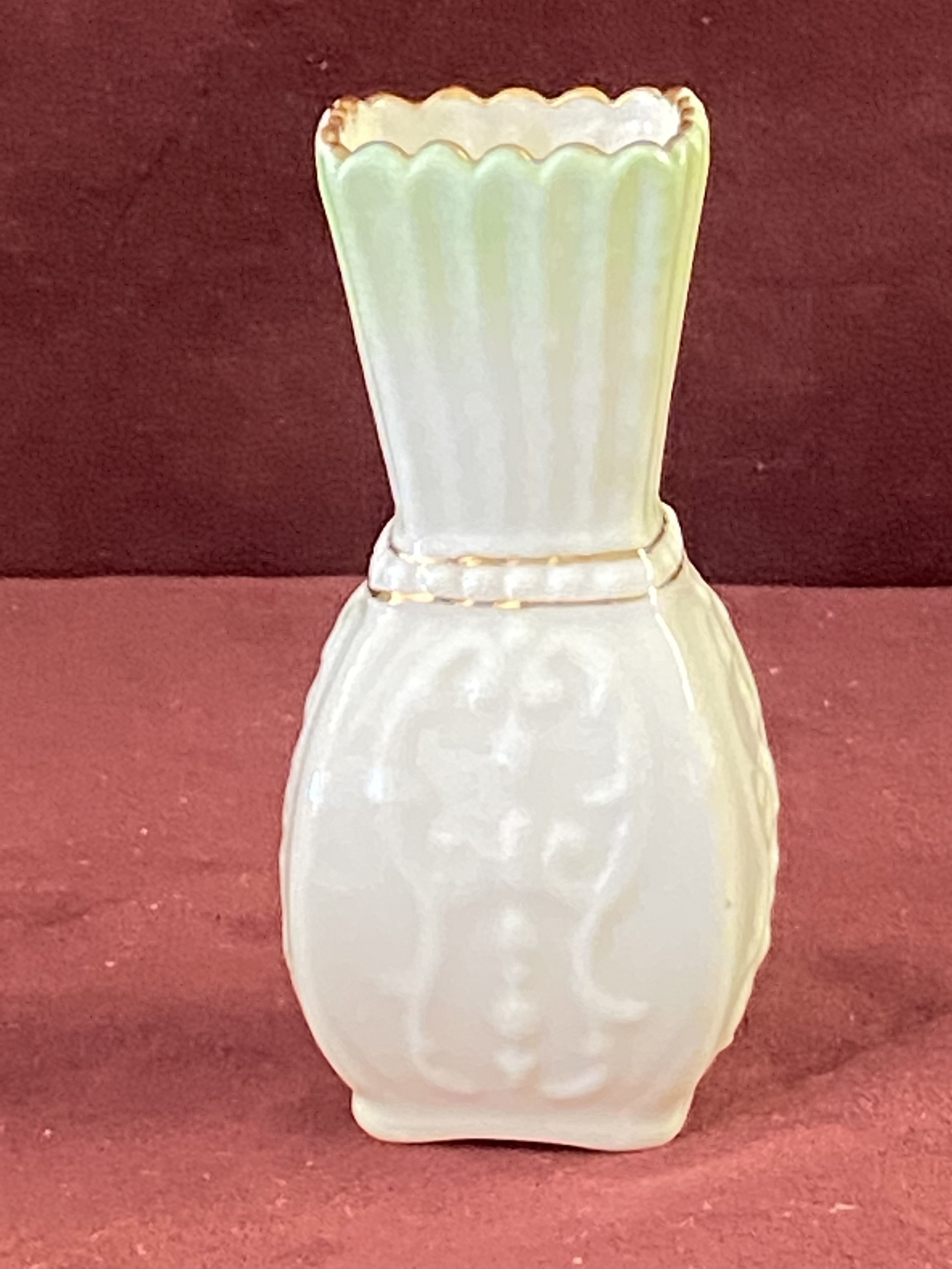 Vintage Small Irish Belleek Bud Vase With Embossed Pattern and Etsy