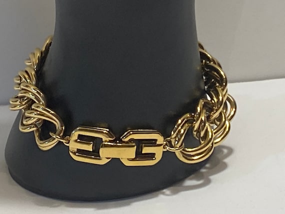 Givenchy Gold Colored Double Chain Bracelet With G Motif Clasp - Etsy